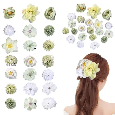 Produktbild von Set mit 21 mehrfarbigen Blumen-Haarspangen für Partys