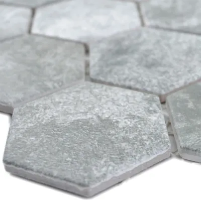 Produktbild von Keramikmosaik Comtessa Hexagon Zementoptik Dunkelgrau