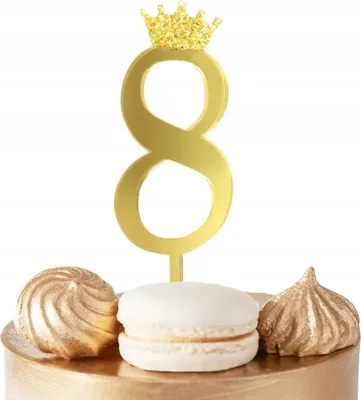 Immagine prodotto di Cake Topper Numero 8 A Specchio Dorato Per Festa Di Compleanno