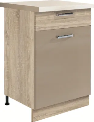 Productafbeelding van Keukenonderkast - PREMIO 4D - onderkast 50 cm met lade en deur, beige hoogglans