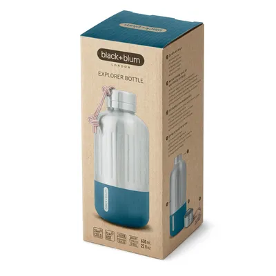 Obrázok produktu pre black+blum BAM-EIWB-S005, 0,65 L, Strieborná, Tyrkysová, Nylon, Silikón, Nerezová oceľ, 12 h, 24 h, Kemping, Denné používanie, Športová aktivita, Cestovanie