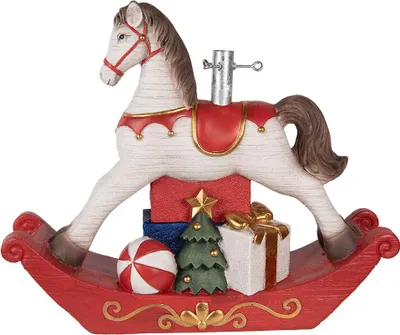 Obrázek produktu pro Clayre & Eef Stojan na vánoční stromek Houpací kůň 73x21x61 cm Bílý keramický materiál