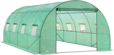 Produktbild von Gewächshaus ca. 6 x 3 x 2 m Foliengewächshaus mit 8 Fenster, Rolltür, Aufrollbar Seitenwänden, UV-beständiger Folientunnel, Winterfest Tomatenhaus mit Erdanker, Grün
