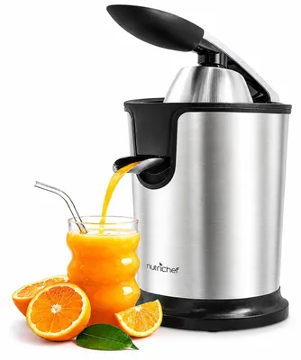 Productafbeelding van NutriChef Elektrische citruspers, 160 W, roestvrijstalen pers voor citrusvruchten met hendel – Krachtige sapcentrifuge