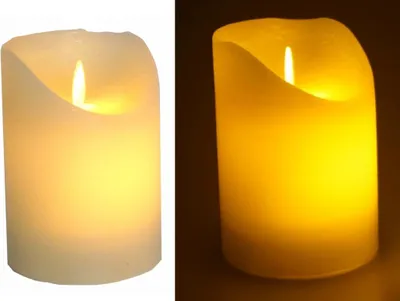 Produktbild von LED echtwachs Stumpenkerze creme / elfenbein Einschaltautomatic + Timer Kerze Höhe 10 cm