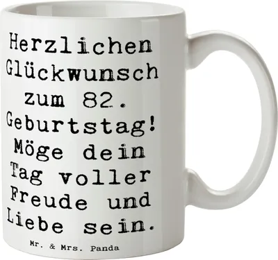 Produktbild von Mr. & Mrs. Panda Tasse Spruch 82. Geburtstag - Weiß - Geschenk, schöne, Kaffeepott, Becher, liebevoll, achtzigster zweiter, Pott, Happy Birthday, Zuneigung und Freude