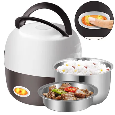Produktbild von 200W Elektrische Lunchbox,2L Multifunktions Speisenwärmer,Abnehmbar Edelstahl,15Min schnelles,18.2×17.2×15.2cm,Für Dampfen/Kochen