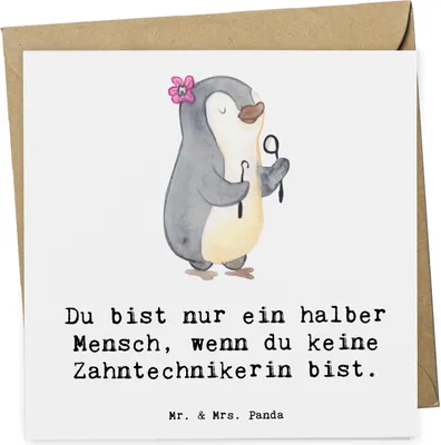 Produktbild von Mr. & Mrs. Panda Grußkarte Zahntechnikerin Herz - Weiß - Geschenk, Klappkarte, doppelkarte, Glückwunschkarte, faltkarte, anlasskarte