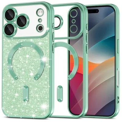 Obrázek produktu pro Techsuit – kryt Glitter MagSafe pro iPhone 17 Pro – světle zelený
