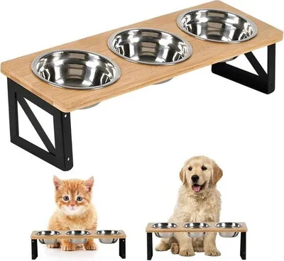 Produktbild von Famanu Katzenfutterstation aus Edelstahl, erhöht und kippbar - 9,6 cm / 12,1 cm