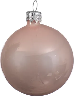 Produktbild von Weihnachtskugeln Glas 10cm mundgeblasen 4er Box - Puderrosa glänzend
