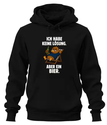 Produktbild von Ich habe keine Lösung aber ein Bier Statement Sarkasmus Hoodie Kapuzenpullover, Schwarz, L