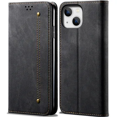Obrázek produktu pro Pouzdro pro iPhone 15 Plus, Kožené Peněženkové Pouzdro s Magnetickým Uzavíráním a Stojánkem černé