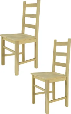 Immagine prodotto di t m c s Tommychairs - Set di 2 sedie RUSTICA per cucina e sala da pranzo, struttura robusta in legno di faggio lucidato, non trattato e naturale al 100%, seduta in legno lucidato