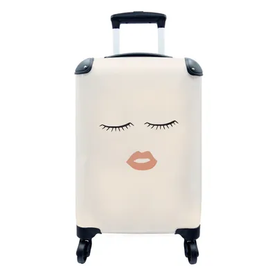 Produktbild von MuchoWow® Koffer Handgepäck Trolley Rollkoffer Kleine Reisekoffer mit 4 Rollen - Pastell - Gesicht - Lippen - Cabin Size < 55x40x23 cm & 55x40x20 cm - Fotokoffer - Kabinenkoffer - Boardgepäck - Reise-Box - Reisekoffer - Reisegepäck - Koffer mit Bild - Trolley für Kinder