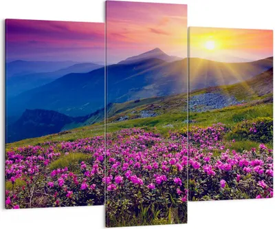 Produktbild von Bild auf Leinwand - Leinwandbild - Wiese Berge Landschaft - 130x100cm - Wand Bild - Wanddeko - Leinwanddruck - Bilder - Kunstdruck - Wanddekoration - Leinwand bilder - Wandkunst - CB130x100-2676