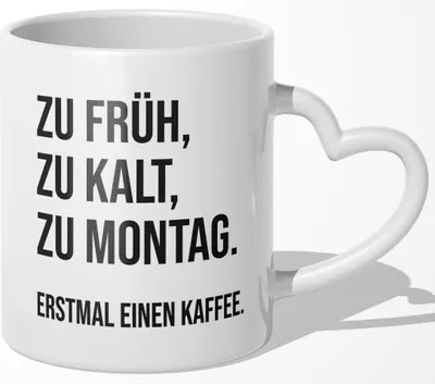 Produktbild von 22Feels Lustige Tasse Büro Humor Spruch Wichteln Geschenk Secret Santa Arbeitskollege Kaffeetasse Witzig Männer Frauen (Herzhenkel Weiss)