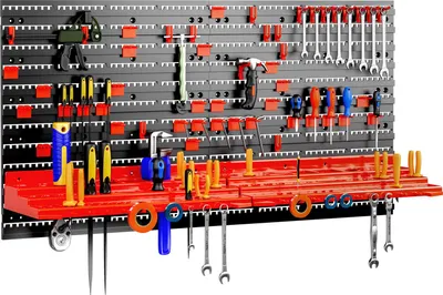 Image de MONZANA® Panneau mural de rangement pour outils 54 pièces portes-outils plastique bricolage rangement atelier