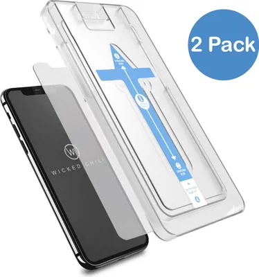 A screen protector and its application guide are shown with a smartphone.