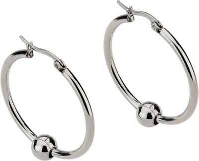 Produktbild von CEM ST9-051O Edelstahl Creolen mit Kugel Damen Ohrring