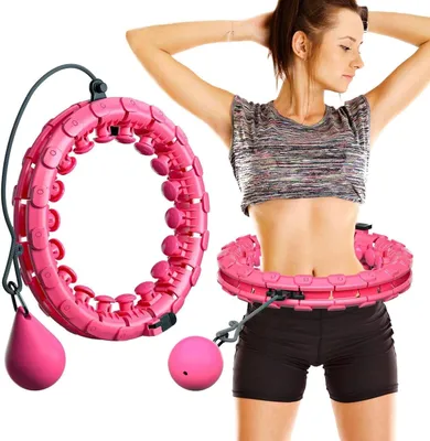 Produktbild von Smart Hula-Hoop-Reifen Nicht Fallen, 24 Knoten, Bauch Fitness Hula Hoops für Erwachsene, Kinder, 2 in 1 Fitness und Massage Sport Yoga Indoor Rosa
