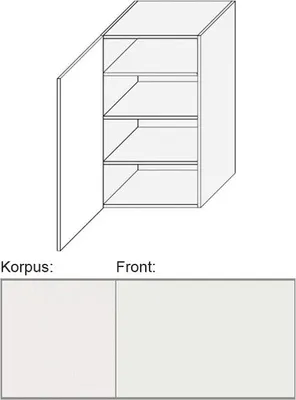 Productafbeelding van XL hangkast voor de keuken, 50 cm breed, met een witte, mat gelakte deur in de kleur signalwit, model K5 (PR-W4/50)