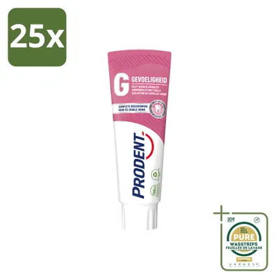 Zdjęcie produktu dla 25 sztuk pasty do zębów Prodent dla zębów wrażliwych z technologią Pro-Zinc - 75 ml - zestaw ekonomiczny