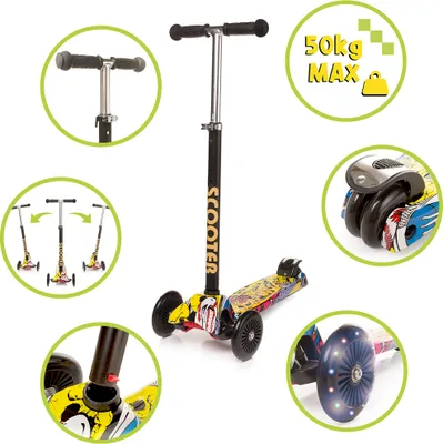 Produktbild von 4Baby | KinderRoller - Kinderscooter - Dreiradscooter - mit LED Räder, höhenverstellbar, klappbar, bis 50kg belastbar, ABEC-7 Lagern, ab 2 Jahre