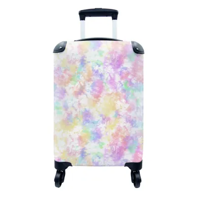Produktbild von MuchoWow® Koffer Handgepäck Trolley Rollkoffer Kleine Reisekoffer mit 4 Rollen - Krawattenfärbung - Pastell - Regenbogen - Muster - Cabin Size < 55x40x23 cm & 55x40x20 cm - Fotokoffer - Kabinenkoffer - Boardgepäck - Reise-Box - Reisekoffer - Reisegepäck - Koffer mit Bild - Trolley für Kinder