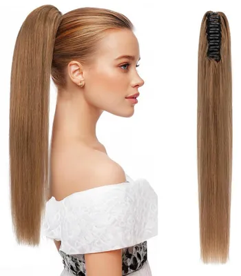 Productafbeelding van Paardenstaartverlenging, echt haar, 35 cm, lichtbruin, met clip, 105 gram