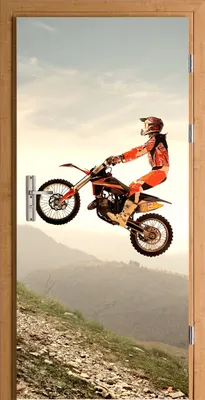 Immagine prodotto di HUBDECO murale per porte - adesivi autoadesivi per porte - adesivi murali - fantasia, arte, carta da parati su tela - adesivi per porte, mobili, armadi, specchi - 95 x 205 cm - Motocross