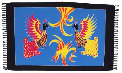 Produktbild von Handbemaltes Sarong Tuch, Bali Sarong, Wandtuch, Wickelrock, Sarongkleid - Modell 15, Uni, Blau, Viskose, 160*110 cm, Sarongs & Tücher