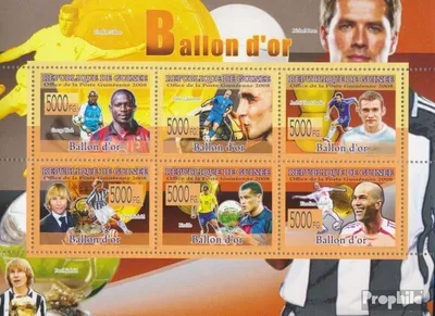Produktbild von Briefmarken Guinea 2008 Mi 5901-5906 Kleinbogen (kompl. Ausgabe) postfrisch Fußballspieler: Rinaldo, Z. Zidane…