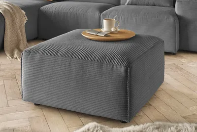 Produktbild von KAWOLA Hocker RANI Polsterhocker Cord grau