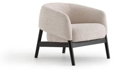 Immagine prodotto di Poltrona tessile beige dal design moderno con struttura in legno