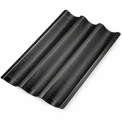 Produktbild von 3 Mulden Baguette Backform Antihaftbeschichtung Gelocht Backblech Baguetteform
