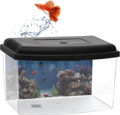Produktbild von Nano Aquarium Set Mini Terrarium Garnelen Aquarium Klein Aufzuchtbecken mit Abdeckung Schnecken Terrarium Acryl Faunarium Aquascaping Nano Fischtank Fotorückwand
