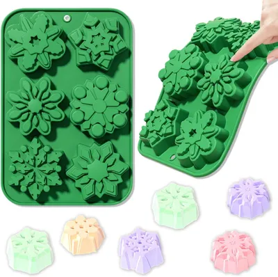 Produktbild von Schneeflockenform - 3D-Silikonformen – ideal für Weihnachten, Seifenherstellung, Kerzen, Wachs-Melts, Schokolade, Kuchen, Kekse, Wackelpudding