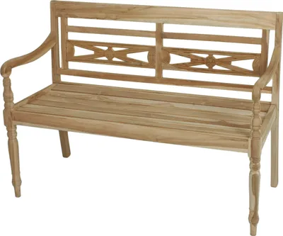 A wooden bench on a white background.