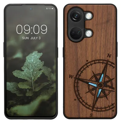 Produktbild von kwmobile Handyhülle für OnePlus Nord 3 5G Hülle Holz - Case mit TPU Bumper - Stoßfestes Hardcase - Schutzhülle Cover in Dunkelbraun