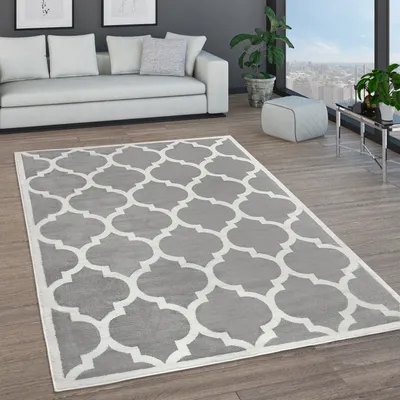Produktbild von Teppich Wohnzimmer Kurzflor Marokkanische Kreis Und Bordüren Muster Modern Grösse 200x280 cm