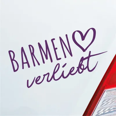 Produktbild von Auto Aufkleber Barmen verliebt Herz Stadt Heimat Liebe Car 19x9 cm Lila Sticker Heckscheibenaufkleber