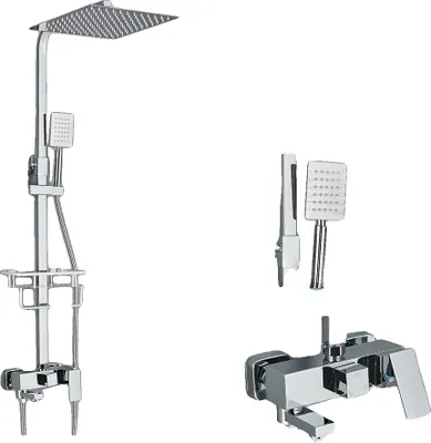 Immagine prodotto di Set rubinetteria per doccia, design multifunzionale, montaggio a parete, cromato D 12 pollici