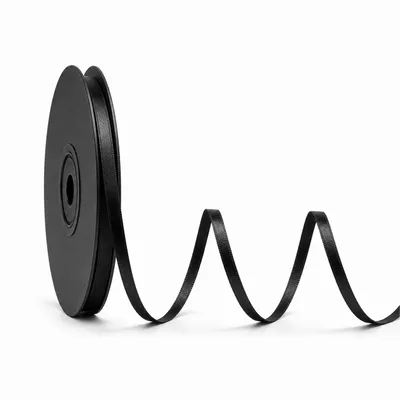 Produktbild von Doppelseitiges Satinband Schwarz 3 mm x 25 m – Geschenkband, Textilband & Dekorationsband, KI-generiertes Bild