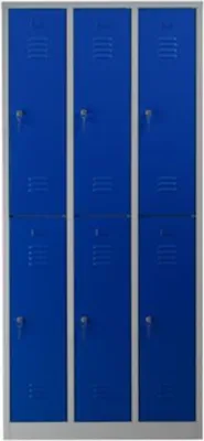 Produktbild von Garderobenspind Camel | 6-Fächer| HxBxT 195x90x50 cm | Zylinderschloss | Grau-Blau
