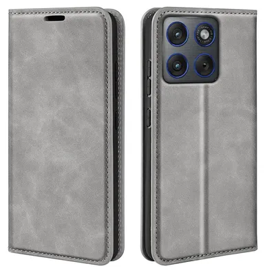 Produktbild von MobyDefend Hülle für Motorola Edge 70 - Premium Klapphülle mit Kartenfächern und Standfunktion – Magnetverschluss - Grau