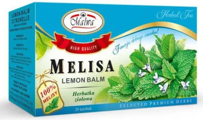 Zdjęcie produktu dla Malwa Herbata Melisa - Herbatka na Sen Stres Ekspresowa Ziołowa 20 Torebek