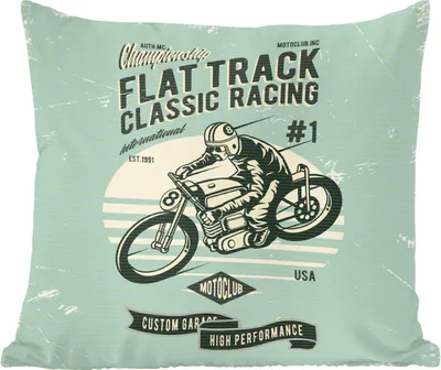 Produktbild von MuchoWow® Zierkissen Sofakissen Wohnzimmer Dekokissen 40x40 cm Motorrad - Rennen - Retro - Foto Kissen - Schlafzimmer Dekoration
