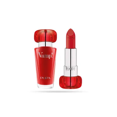 Image de Pupa, Vamp!, Rouge à lèvres crème, sans parabènes, volume, teinte 303, rouge iconique, 3,5 g