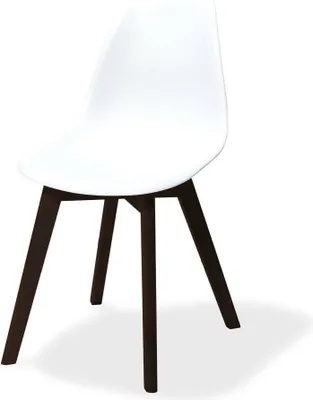 Produktbild von Keeve Stapelstuhl weiss ohne armlehne, dunkeln birkenholz gestell und kunststoff sitzfläche, 47x53x83cm (BxTxH), 505FD01SW